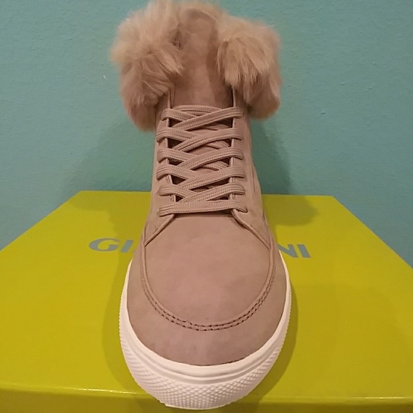Gianni Bini Lainden Suede Faux Fur Trim Sneakers - Picture 3 of 6